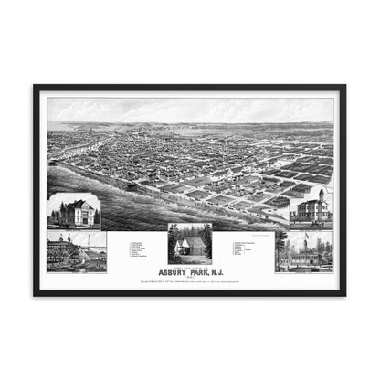 Asbury Park, NJ 1881 Framed Historic Map